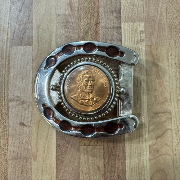 Vintage Belt Buckle John Wayne The Duke Commemorative Medal Coin Custom Made - Picture 1 of 7
